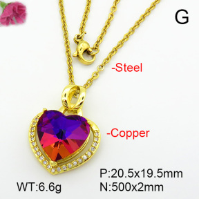Imitation Crystal Glass & Zirconia  Fashion Copper Necklace  F7N400937vbmb-G030