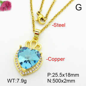 Imitation Crystal Glass & Zirconia  Fashion Copper Necklace  F7N400941vbmb-G030