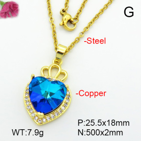 Imitation Crystal Glass & Zirconia  Fashion Copper Necklace  F7N400942vbmb-G030