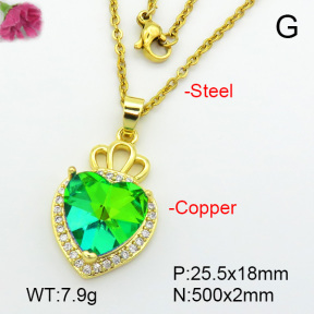 Imitation Crystal Glass & Zirconia  Fashion Copper Necklace  F7N400943vbmb-G030
