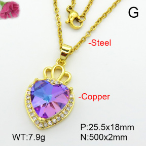 Imitation Crystal Glass & Zirconia  Fashion Copper Necklace  F7N400944vbmb-G030