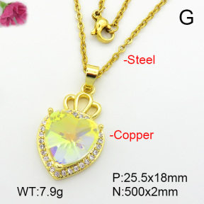 Imitation Crystal Glass & Zirconia  Fashion Copper Necklace  F7N400945vbmb-G030