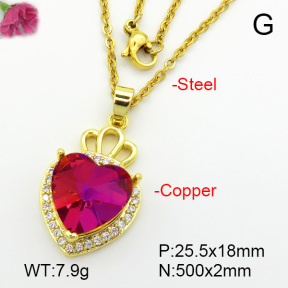 Imitation Crystal Glass & Zirconia  Fashion Copper Necklace  F7N400946vbmb-G030