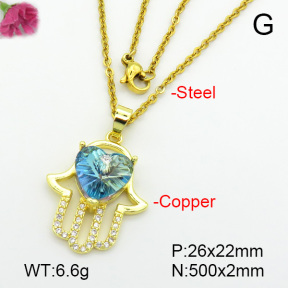 Imitation Crystal Glass & Zirconia  Fashion Copper Necklace  F7N400947vbmb-G030