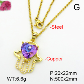 Imitation Crystal Glass & Zirconia  Fashion Copper Necklace  F7N400948vbmb-G030