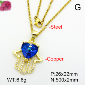 Imitation Crystal Glass & Zirconia  Fashion Copper Necklace  F7N400949vbmb-G030