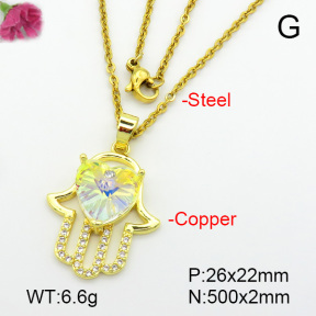 Imitation Crystal Glass & Zirconia  Fashion Copper Necklace  F7N400950vbmb-G030