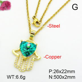 Imitation Crystal Glass & Zirconia  Fashion Copper Necklace  F7N400951vbmb-G030