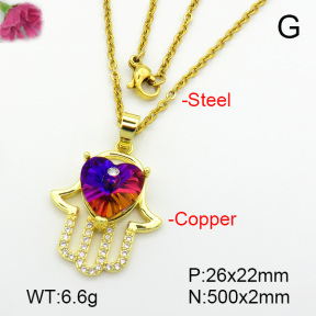 Imitation Crystal Glass & Zirconia  Fashion Copper Necklace  F7N400952vbmb-G030