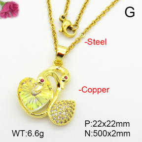 Imitation Crystal Glass & Zirconia  Fashion Copper Necklace  F7N400953vbmb-G030