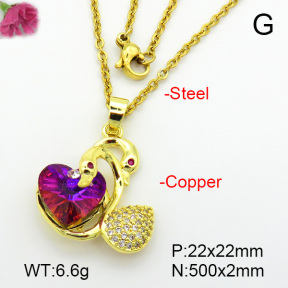 Imitation Crystal Glass & Zirconia  Fashion Copper Necklace  F7N400955vbmb-G030