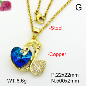 Imitation Crystal Glass & Zirconia  Fashion Copper Necklace  F7N400956vbmb-G030