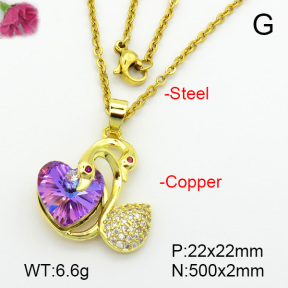 Imitation Crystal Glass & Zirconia  Fashion Copper Necklace  F7N400957vbmb-G030