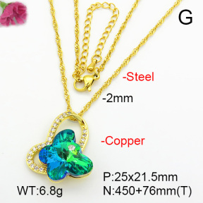 Imitation Crystal Glass & Zirconia  Fashion Copper Necklace  F7N400959vbmb-G030
