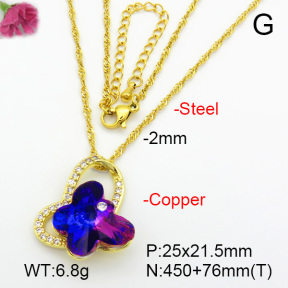 Imitation Crystal Glass & Zirconia  Fashion Copper Necklace  F7N400960vbmb-G030
