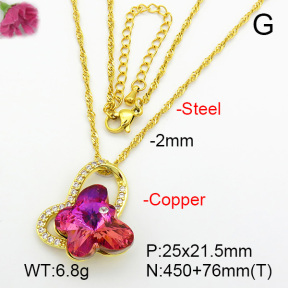 Imitation Crystal Glass & Zirconia  Fashion Copper Necklace  F7N400961vbmb-G030