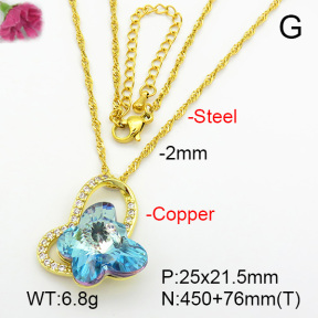 Imitation Crystal Glass & Zirconia  Fashion Copper Necklace  F7N400962vbmb-G030