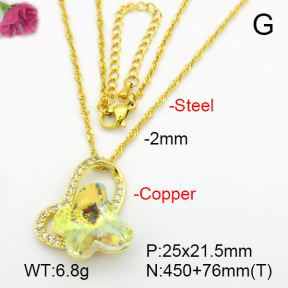 Imitation Crystal Glass & Zirconia  Fashion Copper Necklace  F7N400963vbmb-G030
