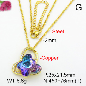 Imitation Crystal Glass & Zirconia  Fashion Copper Necklace  F7N400964vbmb-G030
