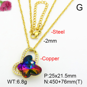 Imitation Crystal Glass & Zirconia  Fashion Copper Necklace  F7N400965vbmb-G030