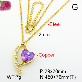 Imitation Crystal Glass & Zirconia  Fashion Copper Necklace  F7N400966vbmb-G030