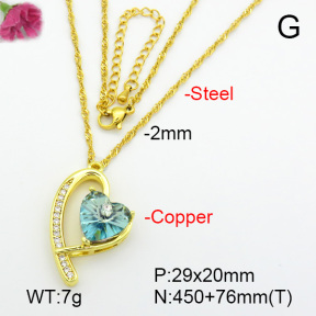 Imitation Crystal Glass & Zirconia  Fashion Copper Necklace  F7N400967vbmb-G030