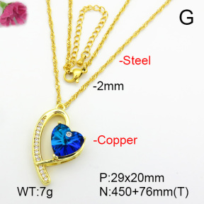 Imitation Crystal Glass & Zirconia  Fashion Copper Necklace  F7N400968vbmb-G030