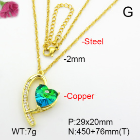 Imitation Crystal Glass & Zirconia  Fashion Copper Necklace  F7N400969vbmb-G030
