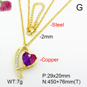 Imitation Crystal Glass & Zirconia  Fashion Copper Necklace  F7N400970vbmb-G030