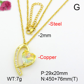 Imitation Crystal Glass & Zirconia  Fashion Copper Necklace  F7N400971vbmb-G030