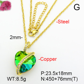 Imitation Crystal Glass & Zirconia  Fashion Copper Necklace  F7N400972vbmb-G030