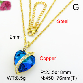Imitation Crystal Glass & Zirconia  Fashion Copper Necklace  F7N400973vbmb-G030