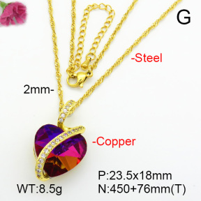 Imitation Crystal Glass & Zirconia  Fashion Copper Necklace  F7N400974vbmb-G030