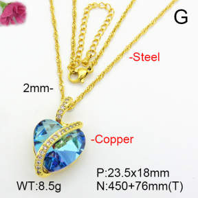 Imitation Crystal Glass & Zirconia  Fashion Copper Necklace  F7N400975vbmb-G030