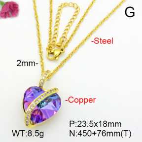 Imitation Crystal Glass & Zirconia  Fashion Copper Necklace  F7N400976vbmb-G030