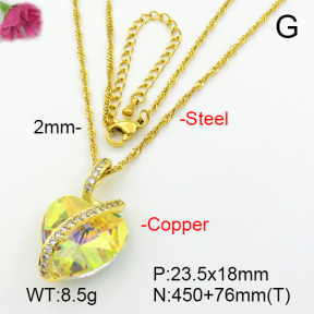 Imitation Crystal Glass & Zirconia  Fashion Copper Necklace  F7N400977vbmb-G030