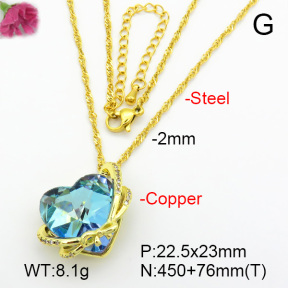 Imitation Crystal Glass & Zirconia  Fashion Copper Necklace  F7N400978vbmb-G030