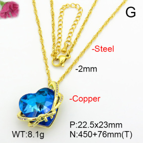 Imitation Crystal Glass & Zirconia  Fashion Copper Necklace  F7N400979vbmb-G030