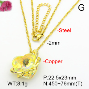 Imitation Crystal Glass & Zirconia  Fashion Copper Necklace  F7N400980vbmb-G030