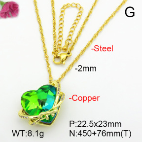 Imitation Crystal Glass & Zirconia  Fashion Copper Necklace  F7N400981vbmb-G030