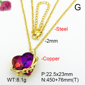 Imitation Crystal Glass & Zirconia  Fashion Copper Necklace  F7N400982vbmb-G030