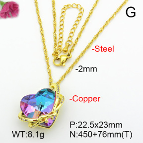 Imitation Crystal Glass & Zirconia  Fashion Copper Necklace  F7N400983vbmb-G030