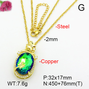 Imitation Crystal Glass & Zirconia  Fashion Copper Necklace  F7N400984vbmb-G030