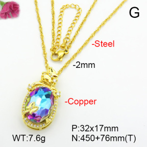 Imitation Crystal Glass & Zirconia  Fashion Copper Necklace  F7N400985vbmb-G030