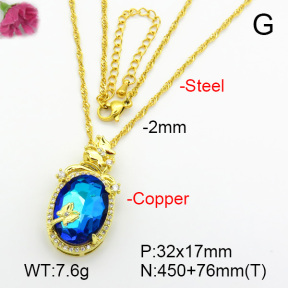 Imitation Crystal Glass & Zirconia  Fashion Copper Necklace  F7N400986vbmb-G030