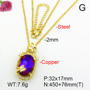 Imitation Crystal Glass & Zirconia  Fashion Copper Necklace  F7N400987vbmb-G030