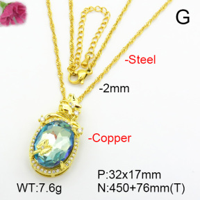 Imitation Crystal Glass & Zirconia  Fashion Copper Necklace  F7N400988vbmb-G030