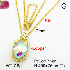Imitation Crystal Glass & Zirconia  Fashion Copper Necklace  F7N400989vbmb-G030