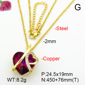 Imitation Crystal Glass & Zirconia  Fashion Copper Necklace  F7N400990vbmb-G030