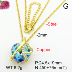 Imitation Crystal Glass & Zirconia  Fashion Copper Necklace  F7N400991vbmb-G030